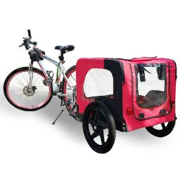 Bicycle trailer for pets outdoor foldable red color dog trailer with reflectors and safty flag