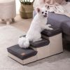 3 Tiers Foldable Dog Stairs; Pet Steps for Small to Medium Dogs; Dog Ladder Storage Stepper for Bed Sofa Couch