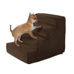 Pet Stairs Ã¢â‚¬â€œ Foam Pet Steps for Small Dogs or Cats with 4 Step Design and Removable Cover Ã¢â‚¬â€œ Non-Slip Dog Stairs for Home by Petmaker (Brown)