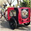 Bicycle trailer for pets outdoor foldable red color dog trailer with reflectors and safty flag