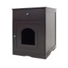 Wooden Pet House Cat Litter Box Enclosure with Drawer; Side Table; Indoor Pet Crate; Cat Home Nightstand (Brown)