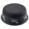 Stainless Steel Pet Bowl with Anti Skid Rubber Base and Dog Design; Gray and Black