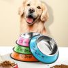 pet Stainless steel dog bowl; color anti-skid dog bowl; cat bowl