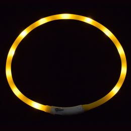 Pet's LED Collar With USB Rechargeable Glowing Lighted Up & Cuttable Waterproof Safety For Dogs (Color: yellow)