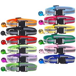 Nylon Collar Reflective With Small Bell For Dog & Cat; Dog Collar; Adjustable dog collar (Color: black)